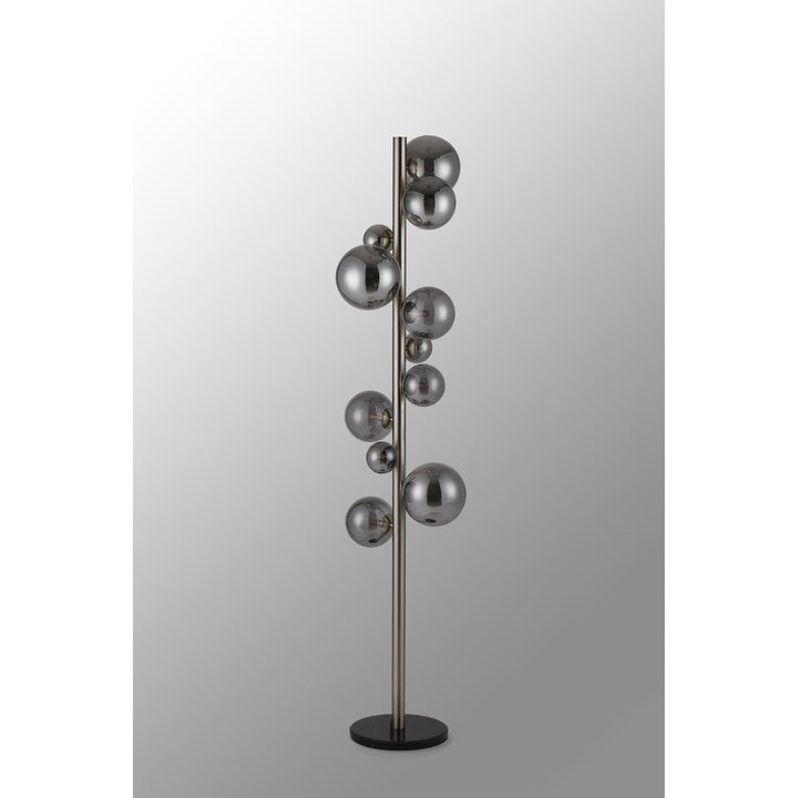 Nelson Lighting NL9066/SM9 Prague 11 Light Floor Lamp Satin Nickel Smoke Plated