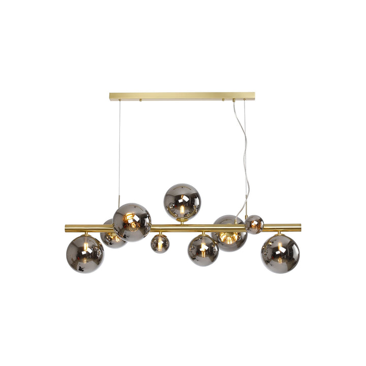 Nelson Lighting NL9319/CH9 Prague 9 Light Linear Pendant Satin Gold Chrome Plated