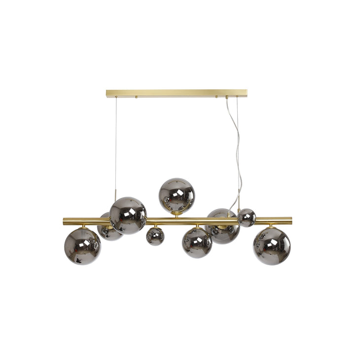 Nelson Lighting NL9319/CH9 Prague 9 Light Linear Pendant Satin Gold Chrome Plated