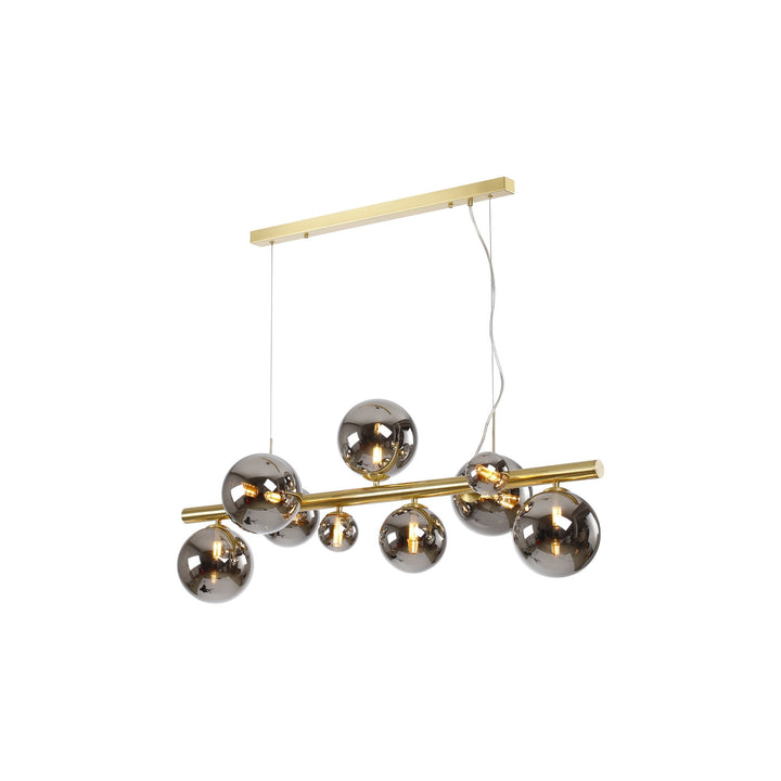 Nelson Lighting NL9319/CH9 Prague 9 Light Linear Pendant Satin Gold Chrome Plated