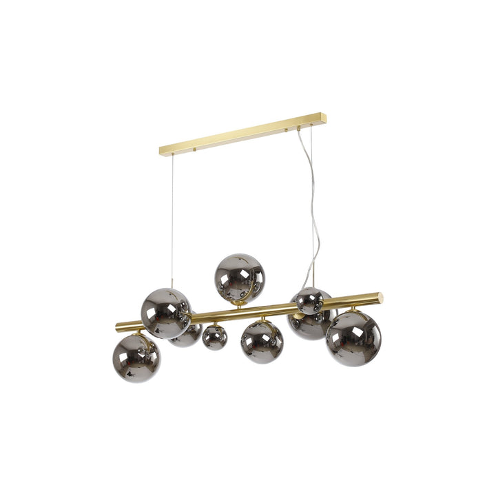 Nelson Lighting NL9319/CH9 Prague 9 Light Linear Pendant Satin Gold Chrome Plated