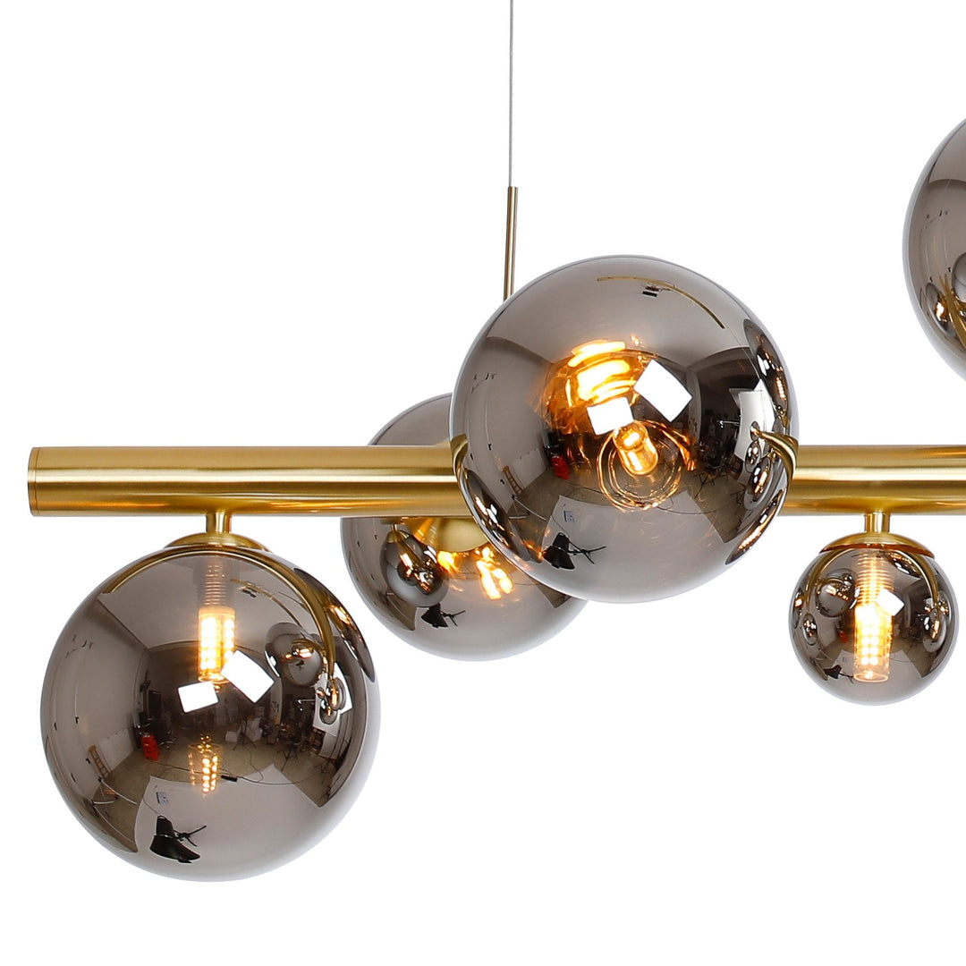 Nelson Lighting NL9319/CH9 Prague 9 Light Linear Pendant Satin Gold Chrome Plated