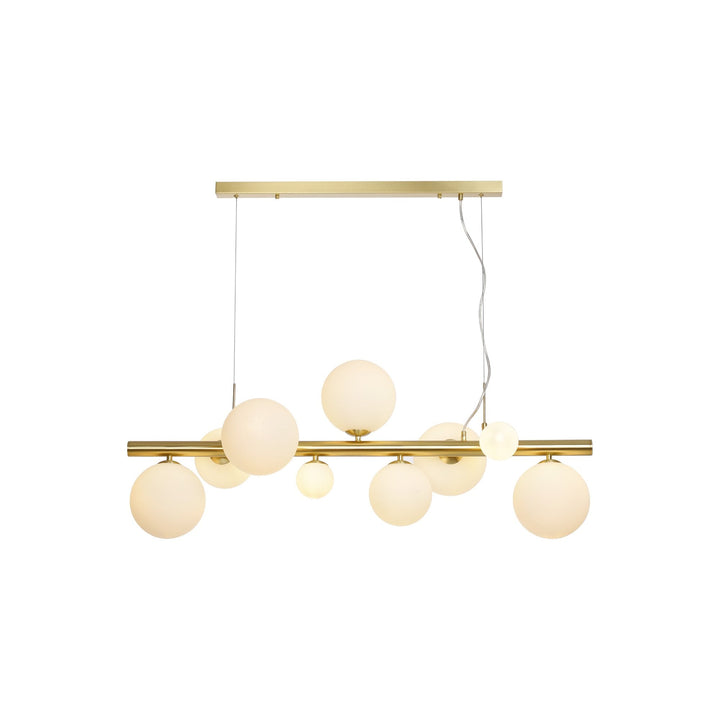 Nelson Lighting NL9319/OP9 Prague 9 Light Linear Pendant Satin Gold Opal