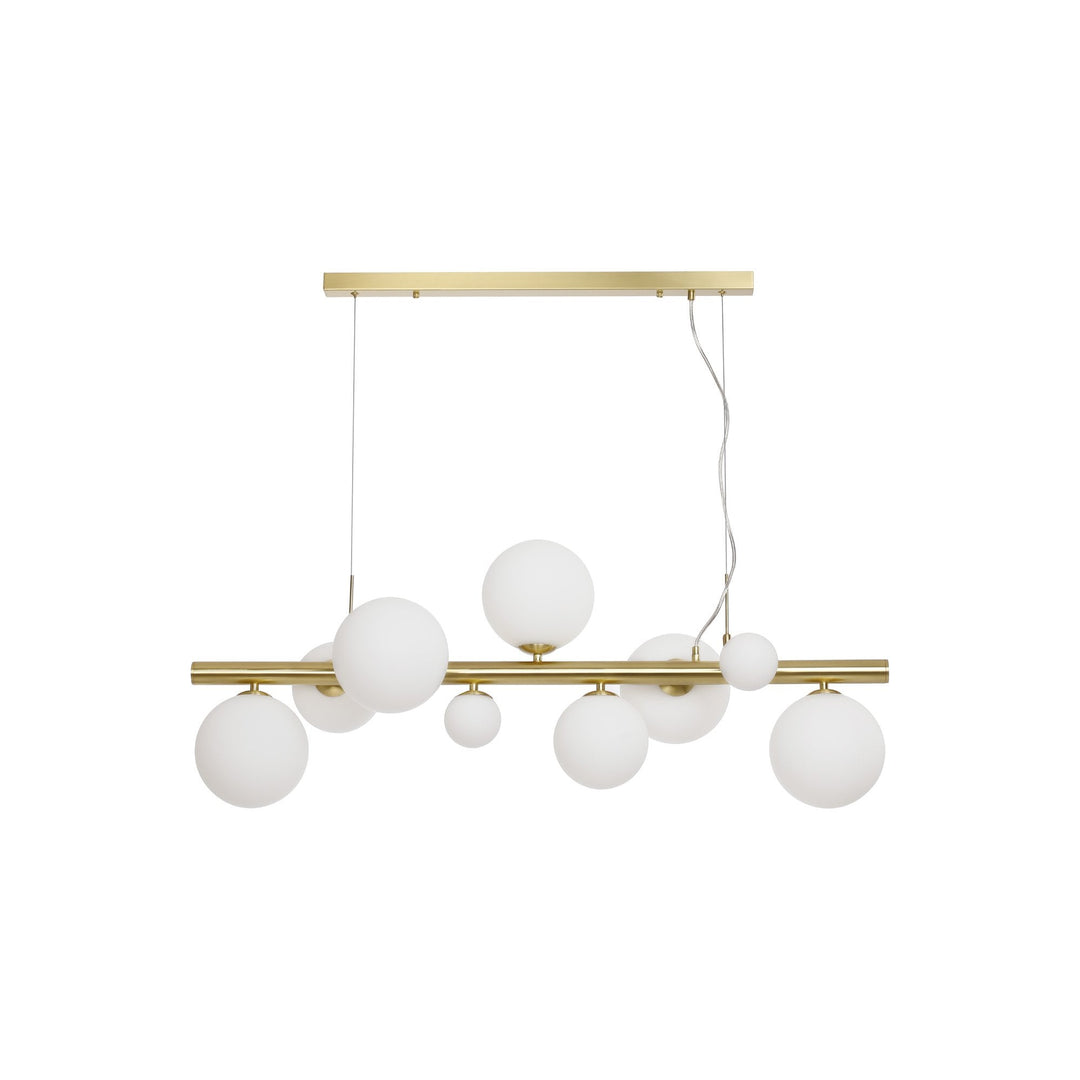 Nelson Lighting NL9319/OP9 Prague 9 Light Linear Pendant Satin Gold Opal