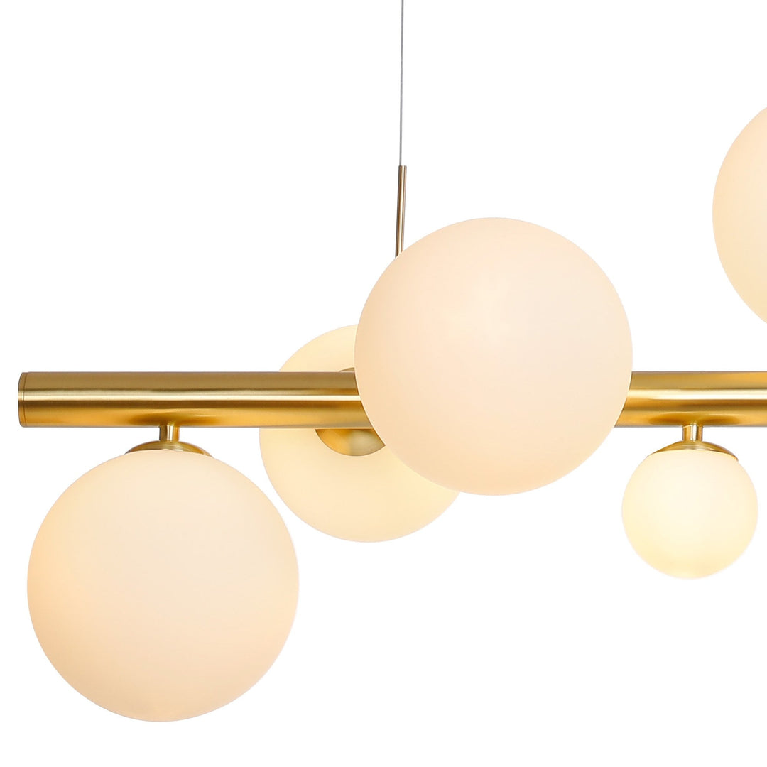 Nelson Lighting NL9319/OP9 Prague 9 Light Linear Pendant Satin Gold Opal