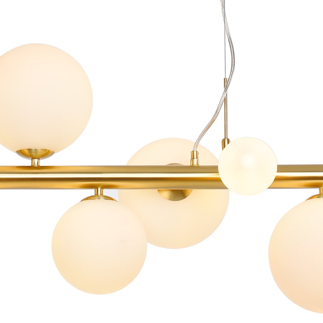 Nelson Lighting NL9319/OP9 Prague 9 Light Linear Pendant Satin Gold Opal