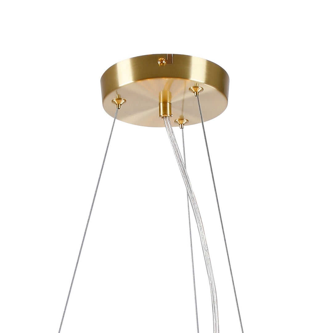 Nelson Lighting NL9320/AM9 Prague 16 Light Circular Pendant Satin Gold Amber Plated