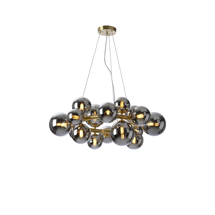 Nelson Lighting NL9320/CH9 Prague 16 Light Circular Pendant Satin Gold Chrome Plated