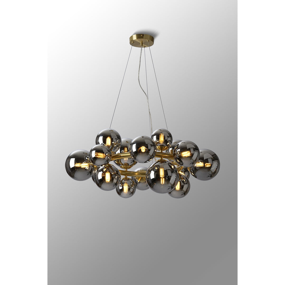 Nelson Lighting NL9320/CH9 Prague 16 Light Circular Pendant Satin Gold Chrome Plated