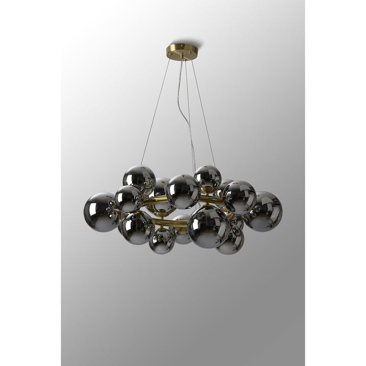 Nelson Lighting NL9320/CH9 Prague 16 Light Circular Pendant Satin Gold Chrome Plated