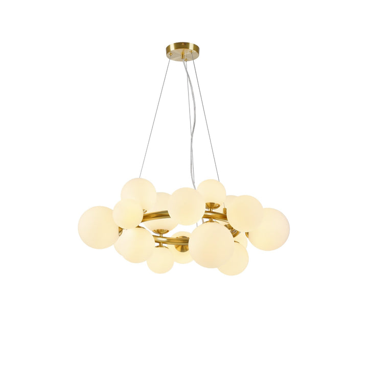 Nelson Lighting NL9320/OP9 Prague 16 Light Circular Pendant Satin Gold Opal