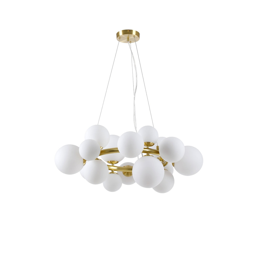 Nelson Lighting NL9320/OP9 Prague 16 Light Circular Pendant Satin Gold Opal