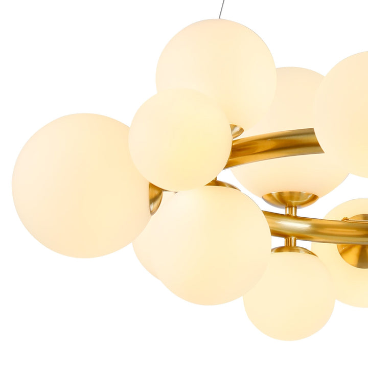 Nelson Lighting NL9320/OP9 Prague 16 Light Circular Pendant Satin Gold Opal