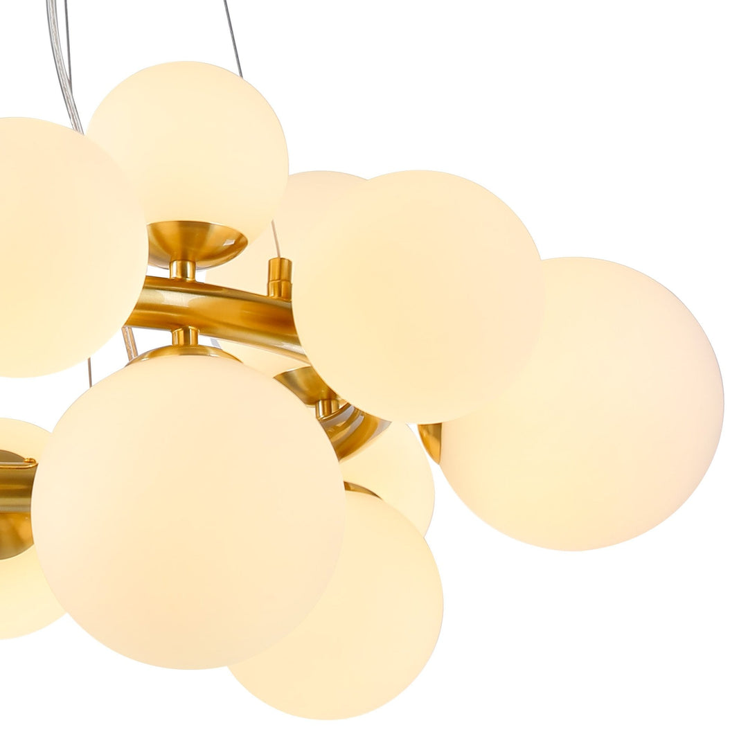 Nelson Lighting NL9320/OP9 Prague 16 Light Circular Pendant Satin Gold Opal