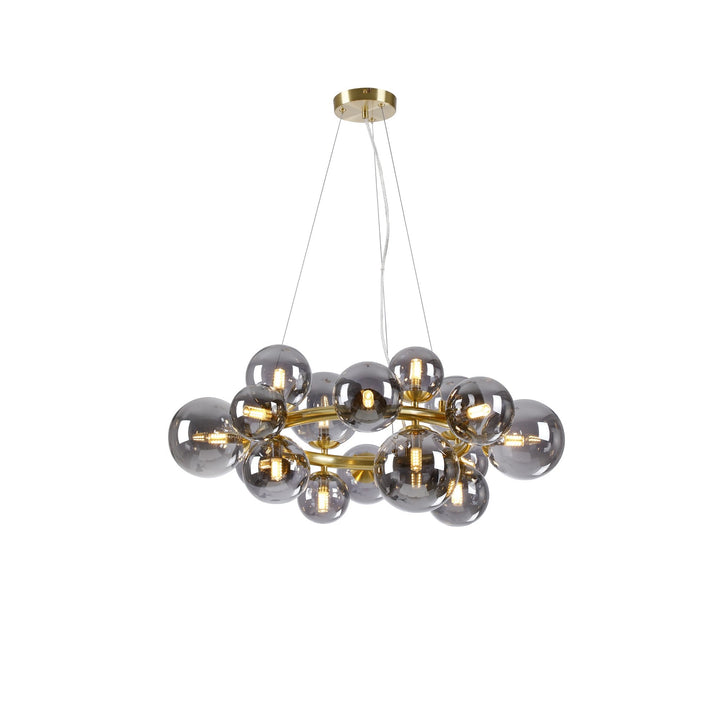 Nelson Lighting NL9320/SM9 Prague 16 Light Circular Pendant Satin Gold Smoke Plated