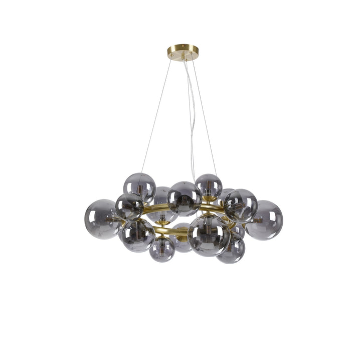 Nelson Lighting NL9320/SM9 Prague 16 Light Circular Pendant Satin Gold Smoke Plated