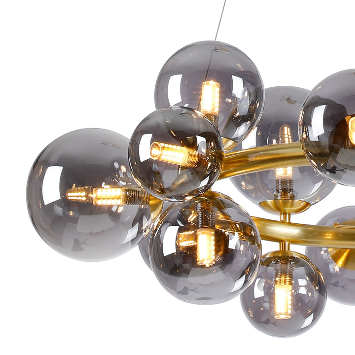 Nelson Lighting NL9320/SM9 Prague 16 Light Circular Pendant Satin Gold Smoke Plated