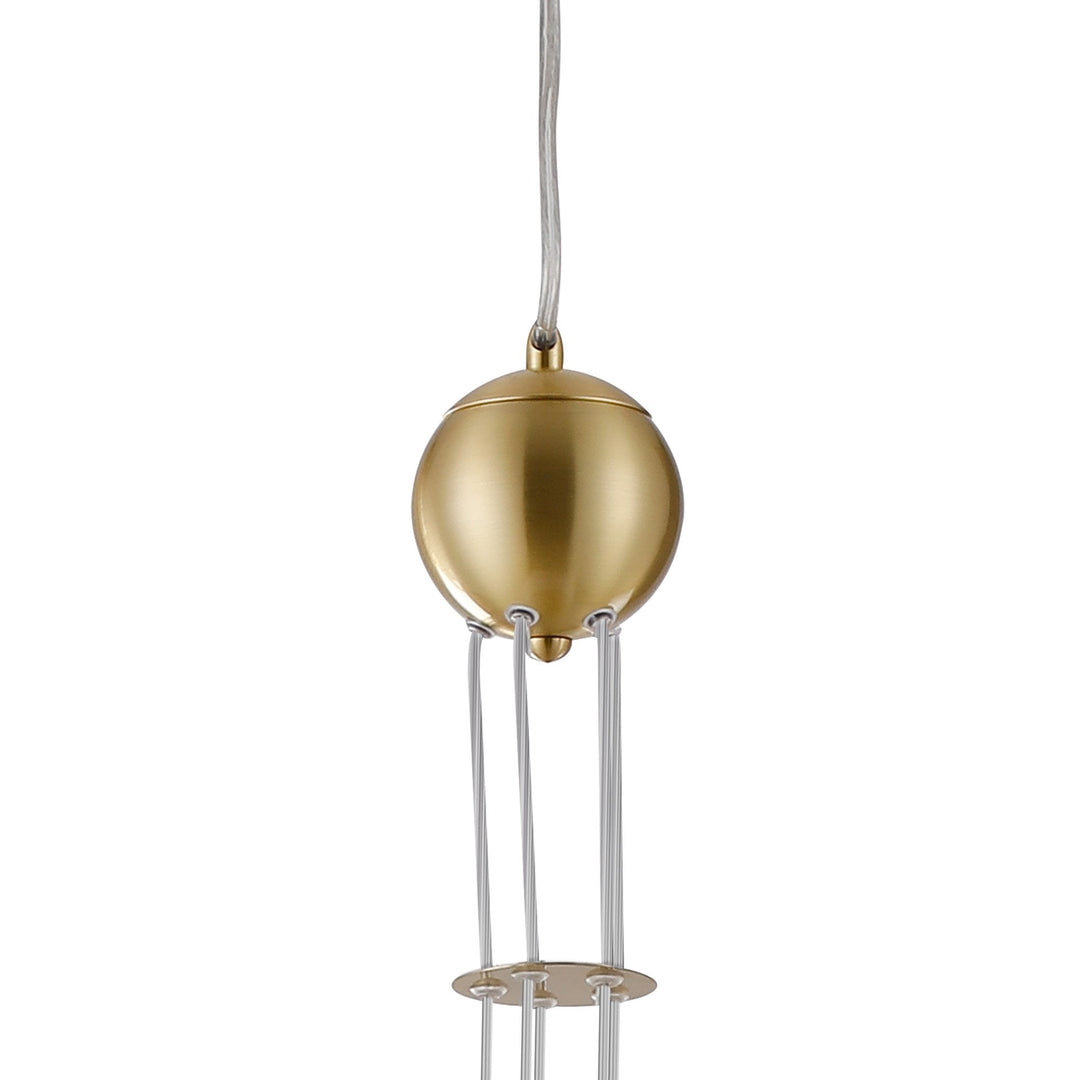 Nelson Lighting NL9321/AM9 Prague 5 Light Pendant Satin Gold Amber Plated