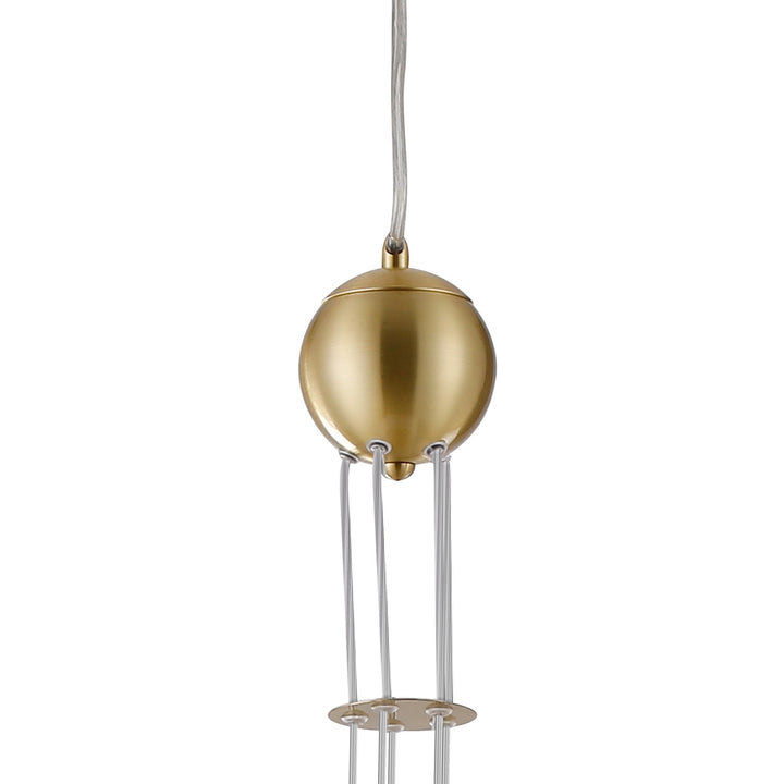 Nelson Lighting NL9321/CH9 Prague 5 Light Pendant Satin Gold Chrome Plated