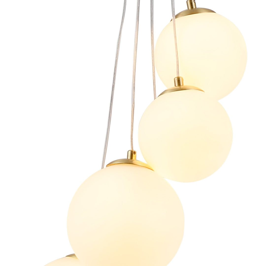 Nelson Lighting NL9321/OP9 Prague 5 Light Pendant Satin Gold Opal