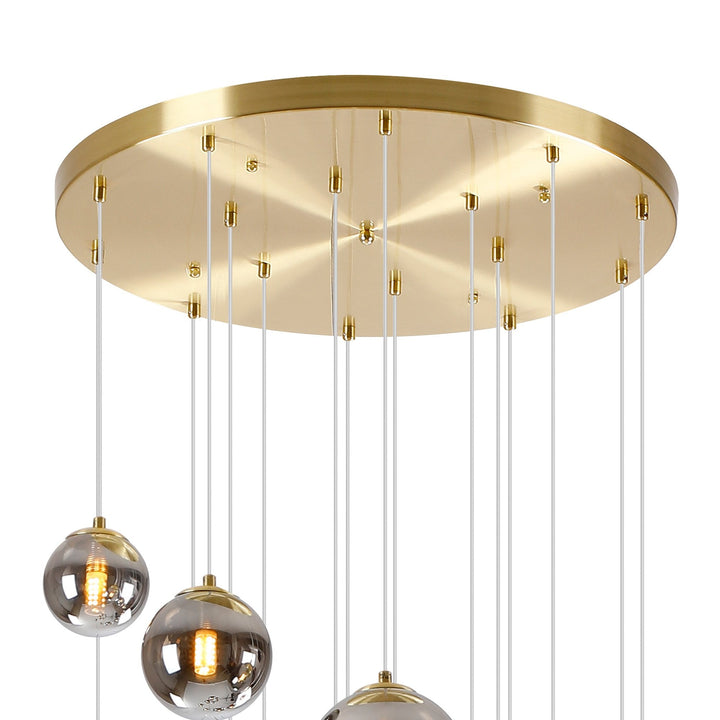 Nelson Lighting NL9322/CH9 Prague 16 Light Pendant Satin Gold Chrome Plated