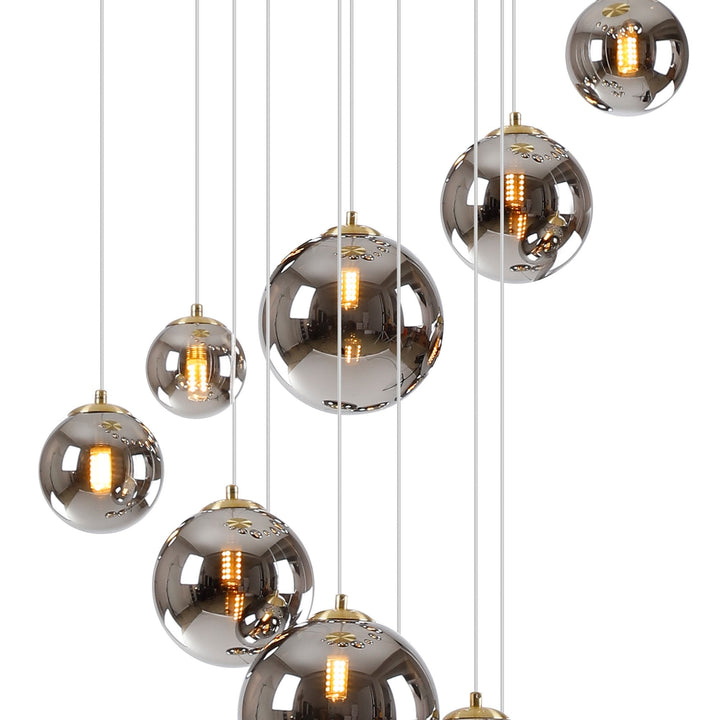 Nelson Lighting NL9322/CH9 Prague 16 Light Pendant Satin Gold Chrome Plated