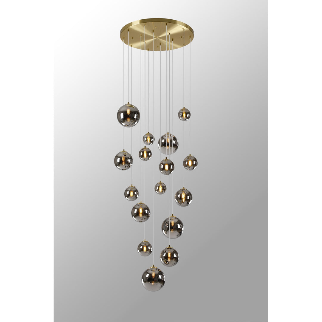 Nelson Lighting NL9322/CH9 Prague 16 Light Pendant Satin Gold Chrome Plated