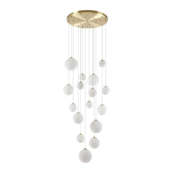 Nelson Lighting NL9322/OP9 Prague 16 Light Pendant Satin Gold Opal