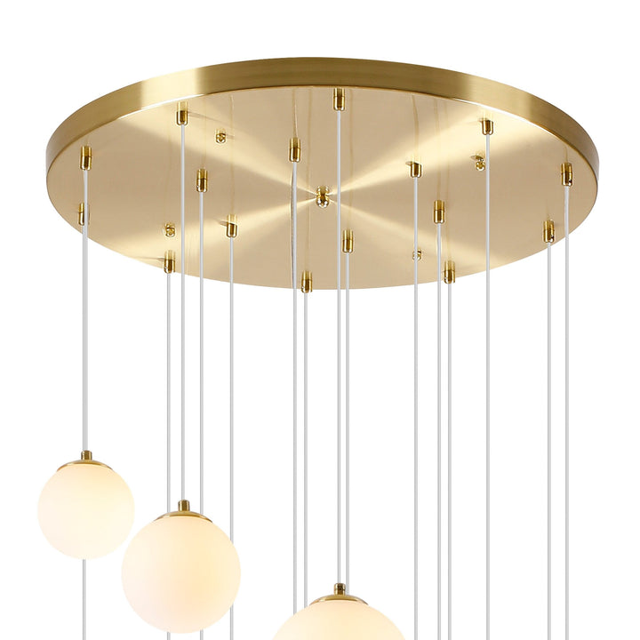 Nelson Lighting NL9322/OP9 Prague 16 Light Pendant Satin Gold Opal