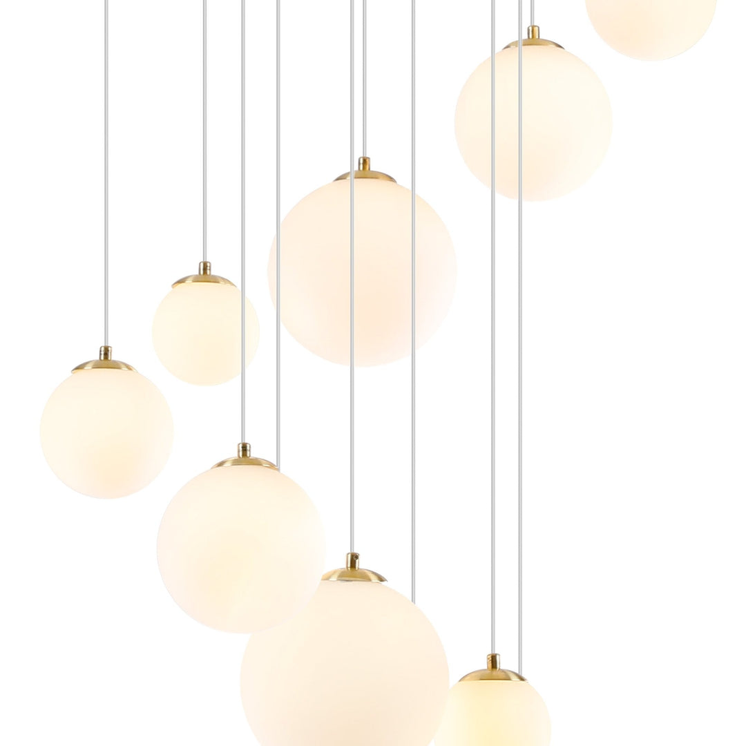 Nelson Lighting NL9322/OP9 Prague 16 Light Pendant Satin Gold Opal