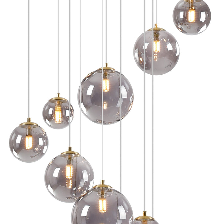 Nelson Lighting NL9322/SM9 Prague 16 Light Pendant Satin Gold Smoke Plated