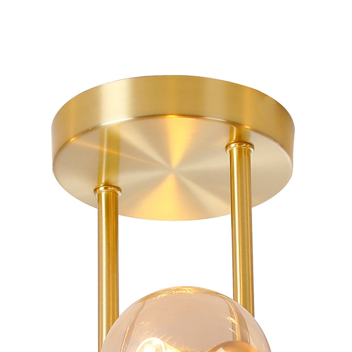 Nelson Lighting NL9323/AM9 Prague 6 Light Ceiling Light Satin Gold Amber Plated