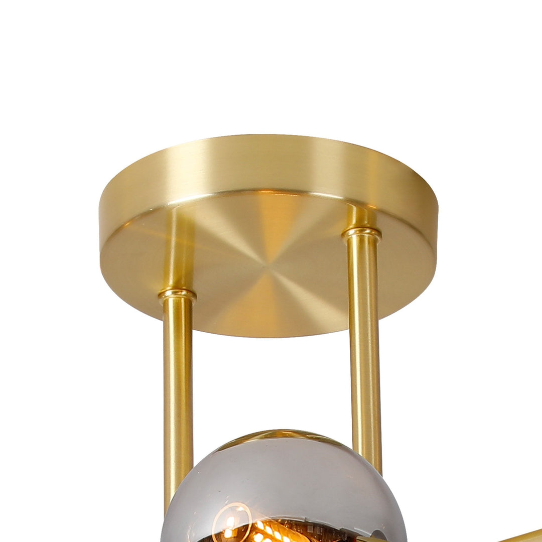 Nelson Lighting NL9323/CH9 Prague 6 Light Ceiling Light Satin Gold Chrome Plated