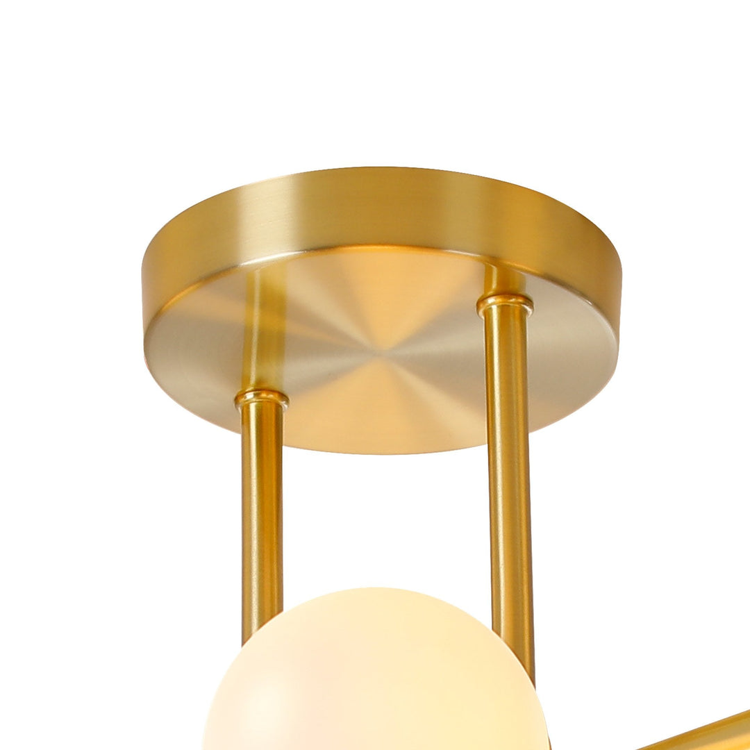 Nelson Lighting NL9323/OP9 Prague 6 Light Ceiling Light Satin Gold Opal