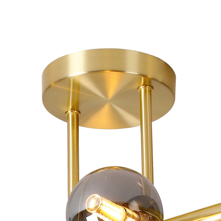 Nelson Lighting NL9323/SM9 Prague 6 Light Ceiling Light Satin Gold Smoke Plated