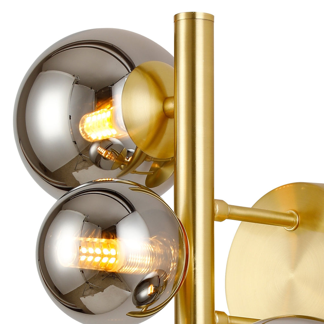 Nelson Lighting NL9324/CH9 Prague 3 Light Wall Light Satin Gold Chrome Plated