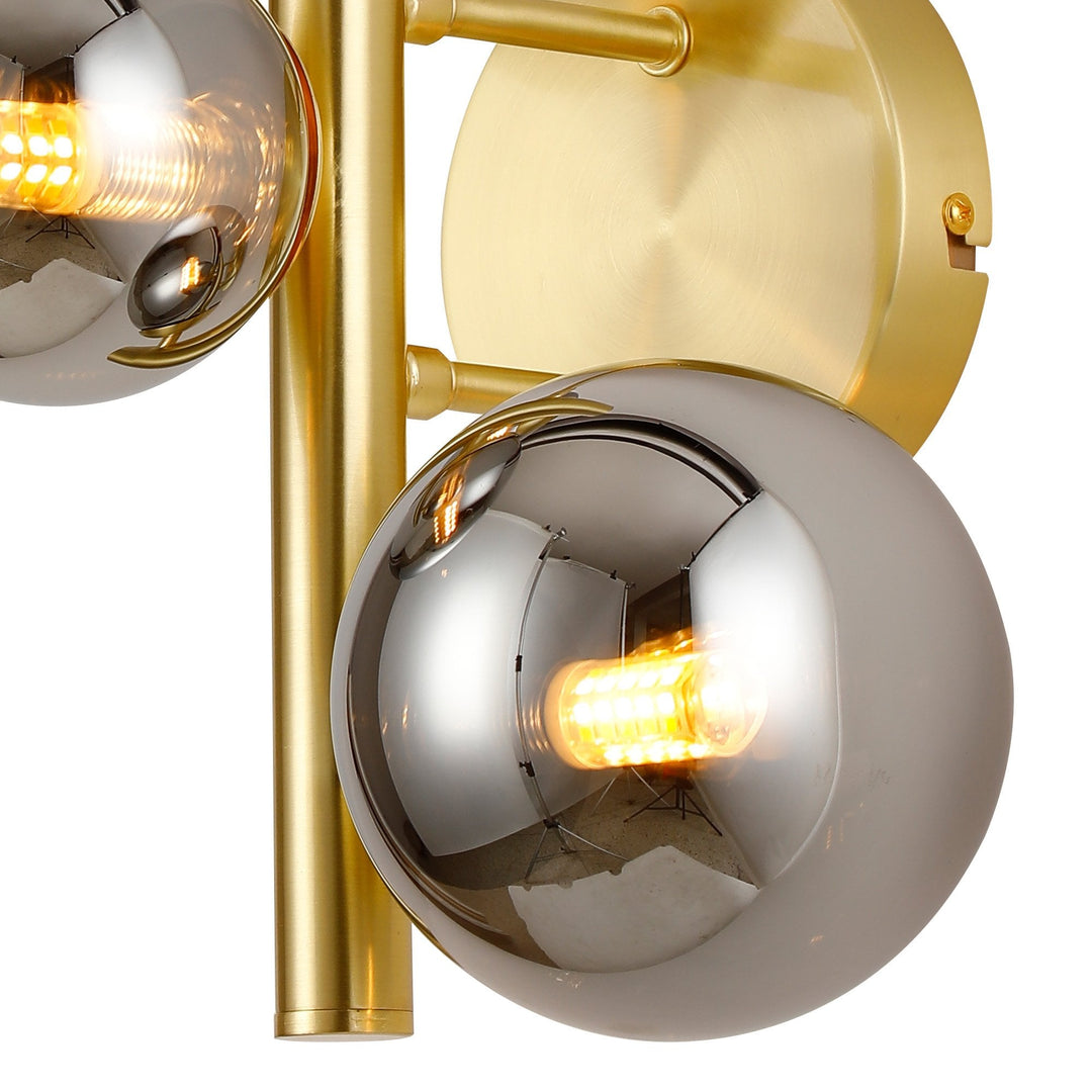 Nelson Lighting NL9324/CH9 Prague 3 Light Wall Light Satin Gold Chrome Plated