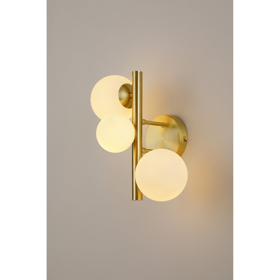 Nelson Lighting NL9324/OP9 Prague 3 Light Wall Light Satin Gold Opal