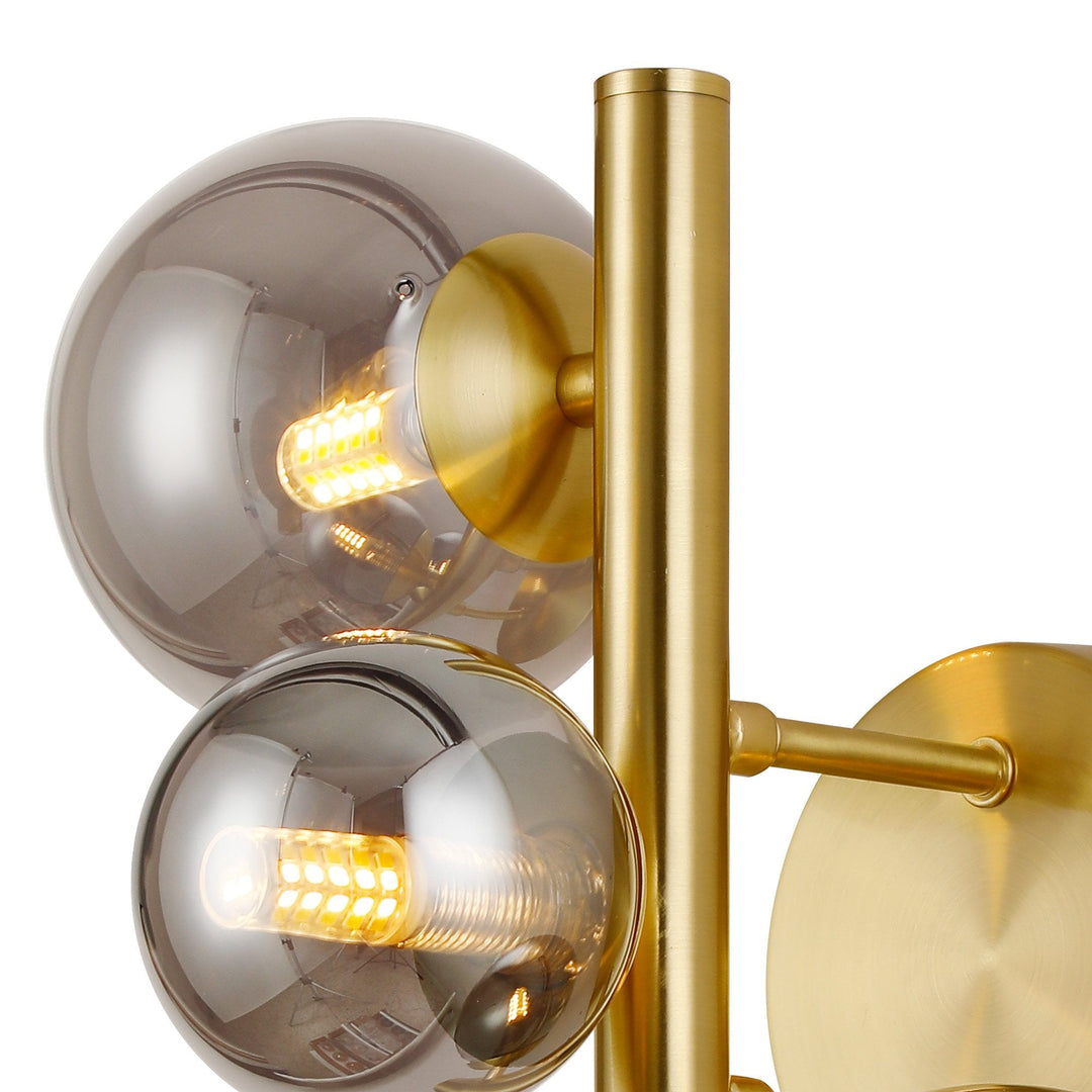 Nelson Lighting NL9324/SM9 Prague 3 Light Wall Light Satin Gold Smoke Plated