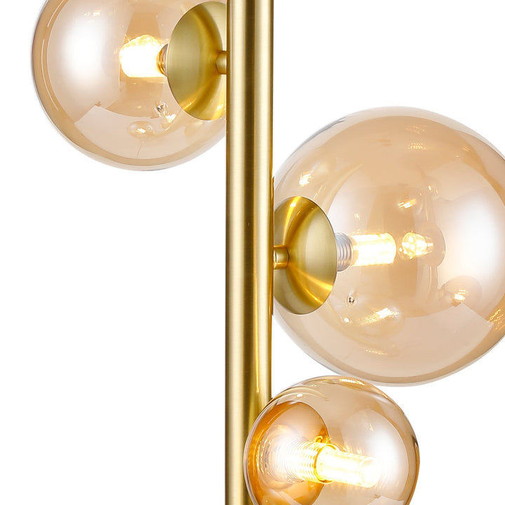 Nelson Lighting NL9326/AM9 Prague 4 Light Table Lamp Satin Gold Amber Plated