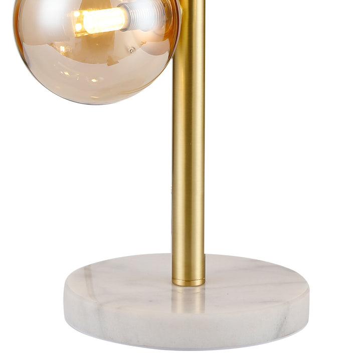 Nelson Lighting NL9326/AM9 Prague 4 Light Table Lamp Satin Gold Amber Plated