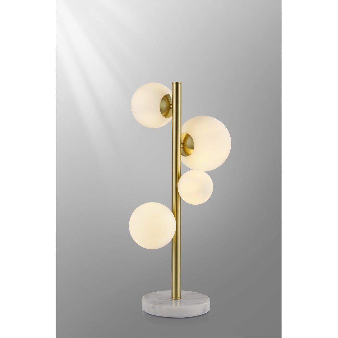 Nelson Lighting NL9326/OP9 Prague 4 Light Table Lamp Satin Gold Opal