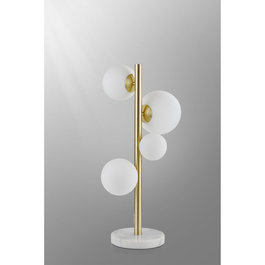 Nelson Lighting NL9326/OP9 Prague 4 Light Table Lamp Satin Gold Opal