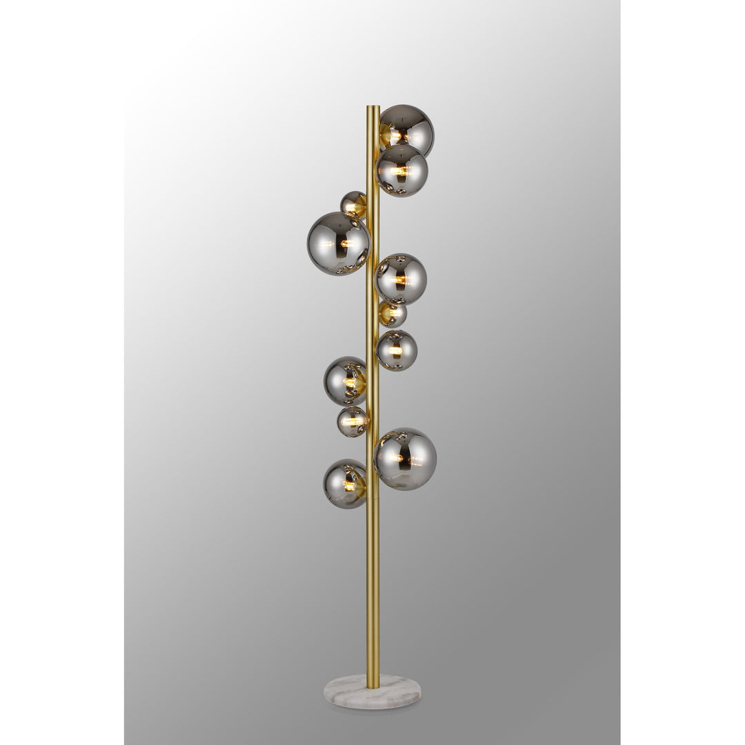 Nelson Lighting NL9327/CH9 Prague 11 Light Floor Lamp Satin Gold Chrome Plated