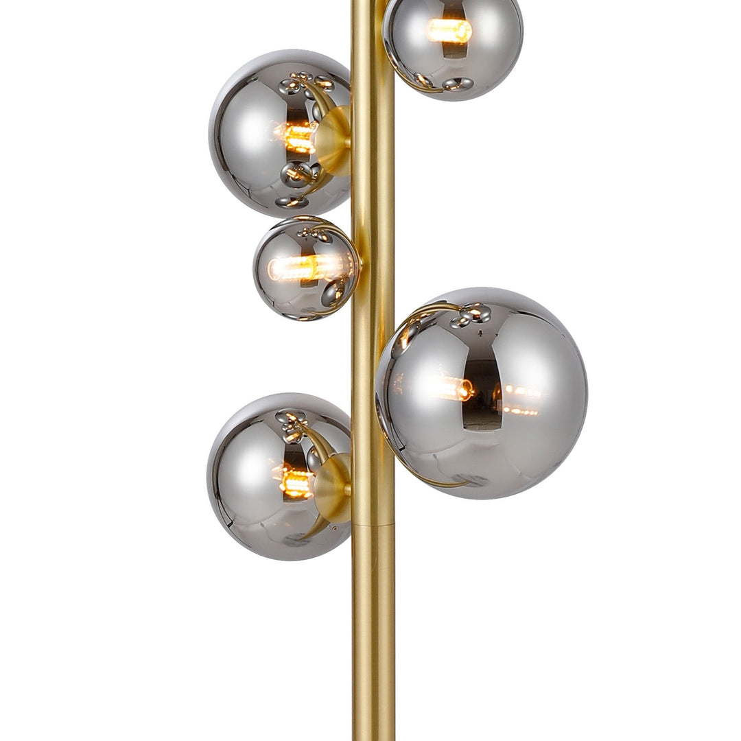 Nelson Lighting NL9327/CH9 Prague 11 Light Floor Lamp Satin Gold Chrome Plated