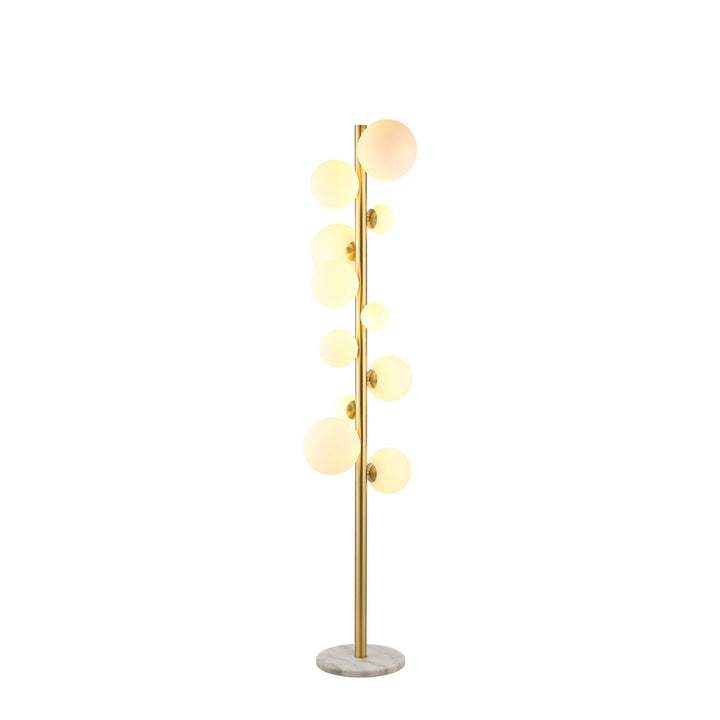 Nelson Lighting NL9327/OP9 Prague 11 Light Floor Lamp Satin Gold Opal