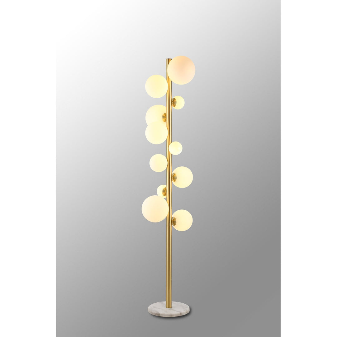 Nelson Lighting NL9327/OP9 Prague 11 Light Floor Lamp Satin Gold Opal