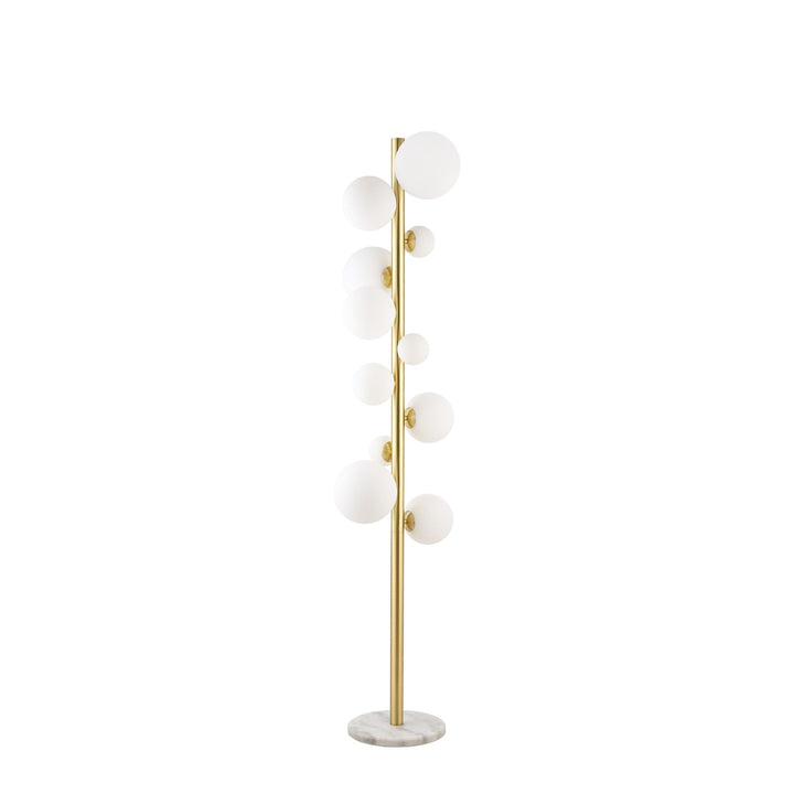 Nelson Lighting NL9327/OP9 Prague 11 Light Floor Lamp Satin Gold Opal