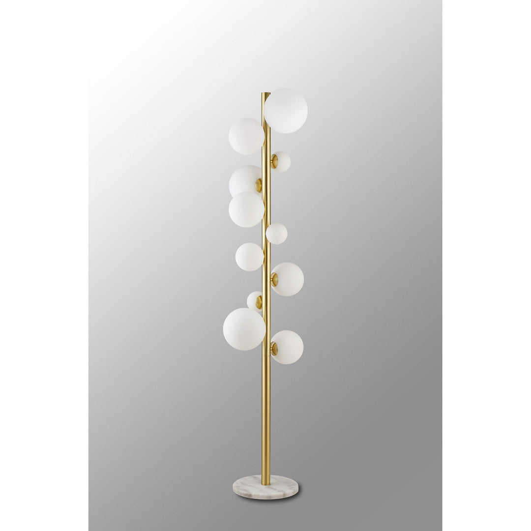 Nelson Lighting NL9327/OP9 Prague 11 Light Floor Lamp Satin Gold Opal