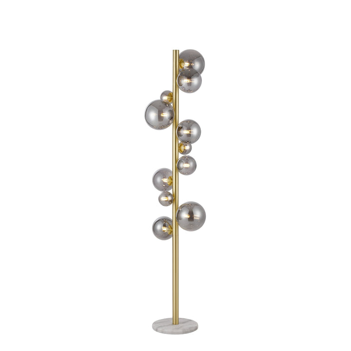 Nelson Lighting NL9327/SM9 Prague 11 Light Floor Lamp Satin Gold Smoke Plated